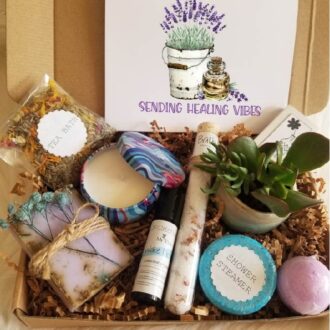 Healing vibes gift box, Thinking of you care package, spa gift basket, send healing vibes in a box, bath and beauty box, pamper yourself box