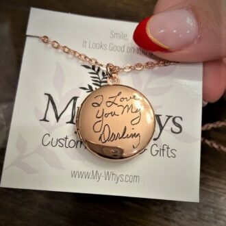 locket necklace Actual handwriting , Custom handwritten keepsake jewelry gift, personalized engraved keepsake necklace, gold locket pendant.