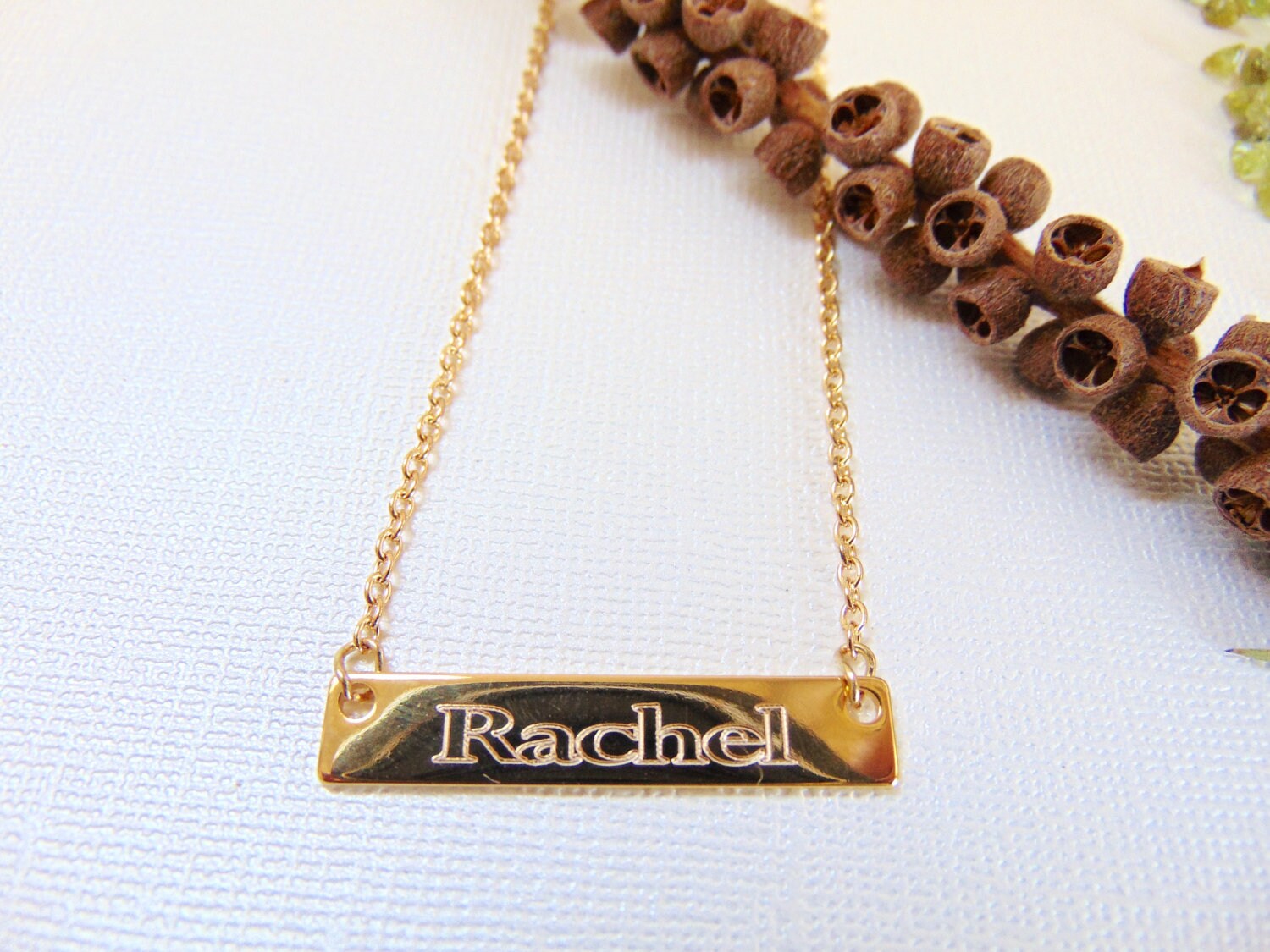 Bridesmaid Name bar necklace, Silver bar pendant, personalized custom Jewelry, custom engraved necklace with Birthstone, Gold Name pendant