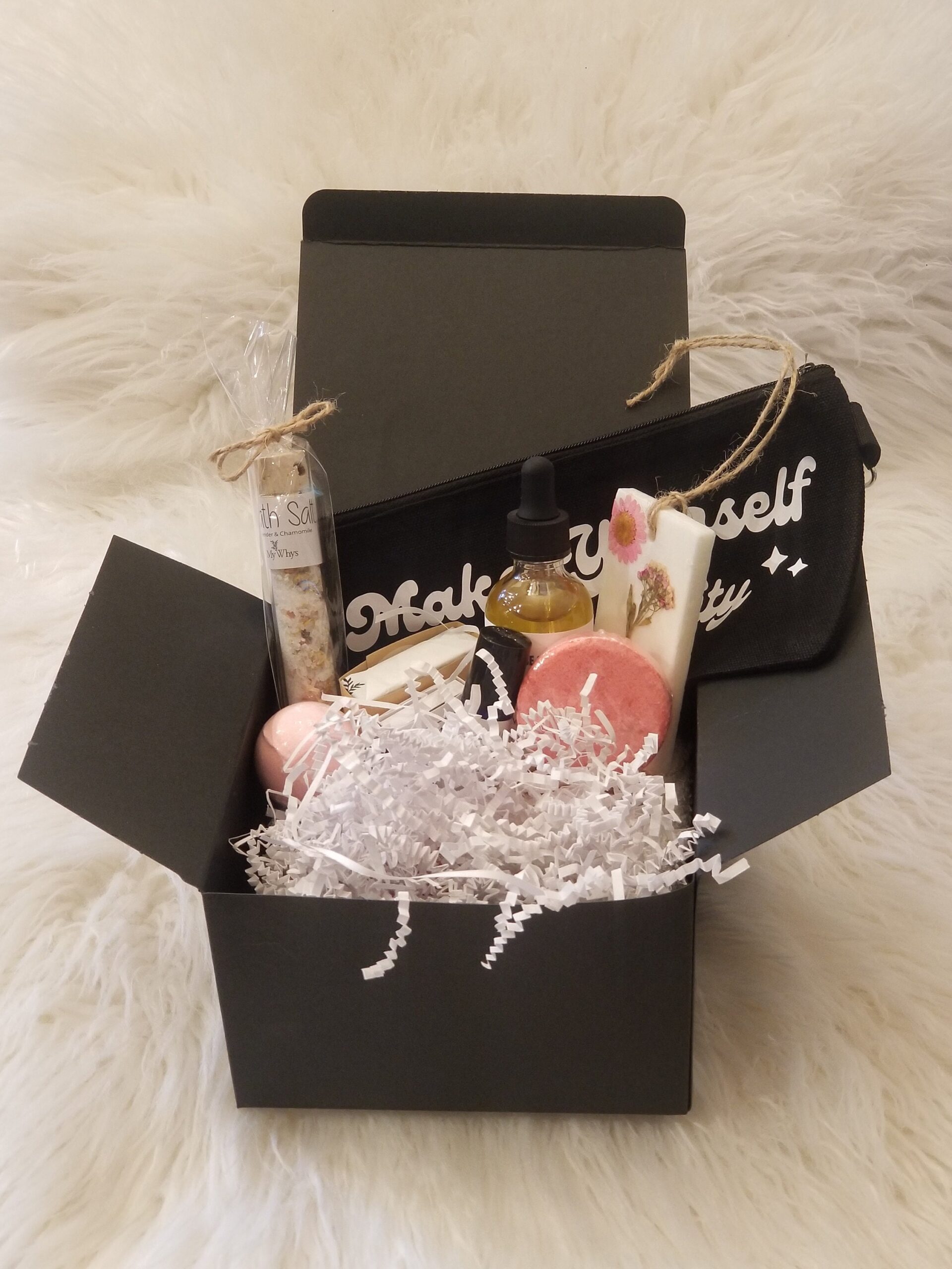 Make yourself a priority Spa gift box, Thinking of you care package, send a pampering gift basket, relaxation Christmas gift set for her.