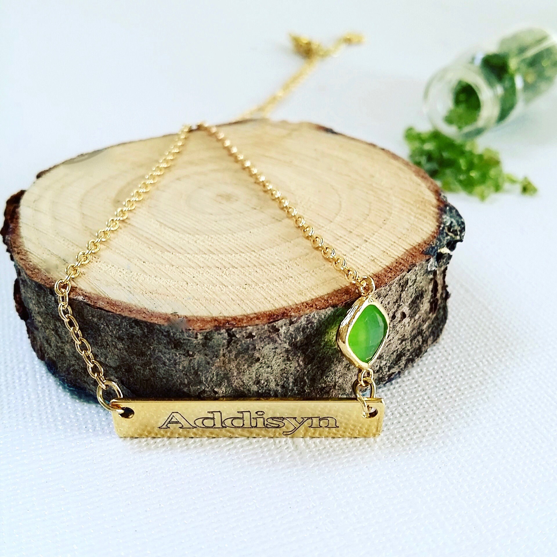 Bridesmaid Name bar necklace, Silver bar pendant, personalized custom Jewelry, custom engraved necklace with Birthstone, Gold Name pendant