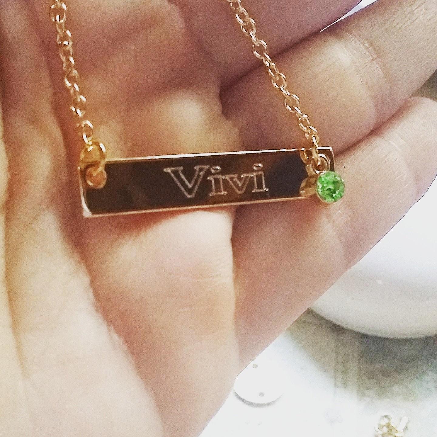 Bridesmaid Name bar necklace, Silver bar pendant, personalized custom Jewelry, custom engraved necklace with Birthstone, Gold Name pendant