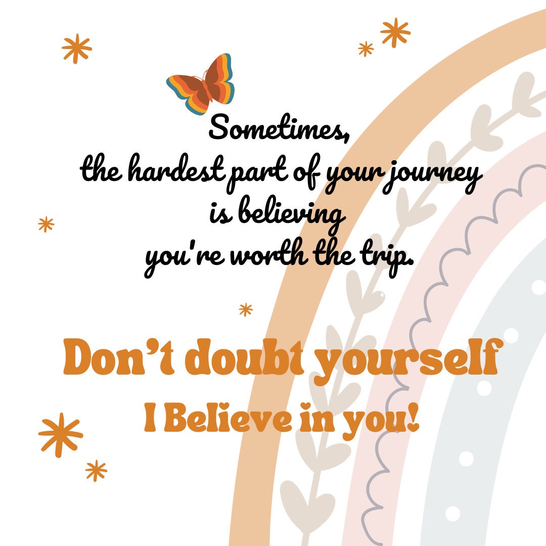 Don’t doubt yourself bracelet, uplifting cuff, Engraved Silver cuff bangle, Encouragement gift idea for her. I believe in you.