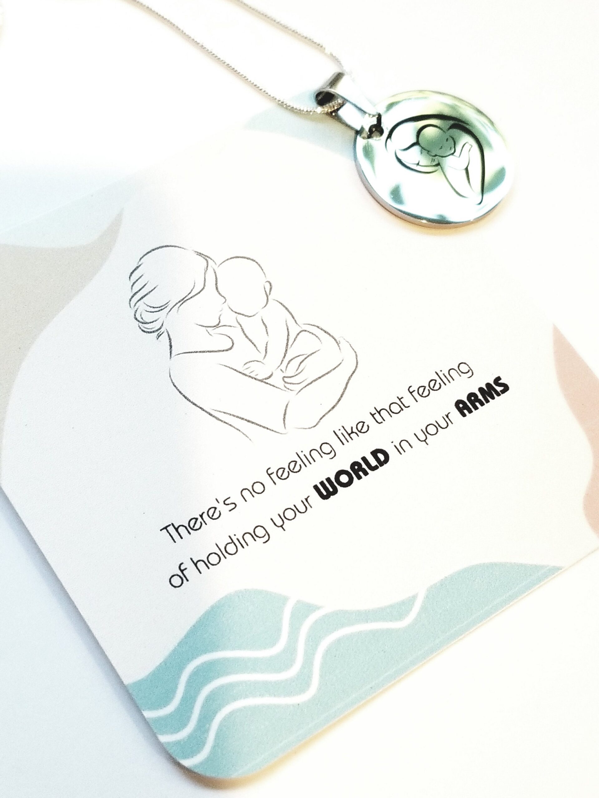 New MOM necklace, First mothers day gift, engraved silver pendant, mom and baby necklace, personalized pendant, keepsake necklace for mother