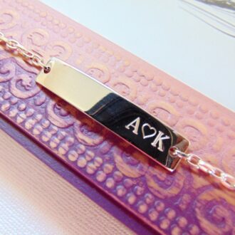 Rose Gold Personalized Bar Bracelet, Date Jewelry, Bridesmaid Gift, Roman Numeral Bracelet, Engraved Bracelet Customized nameplate bracelet.