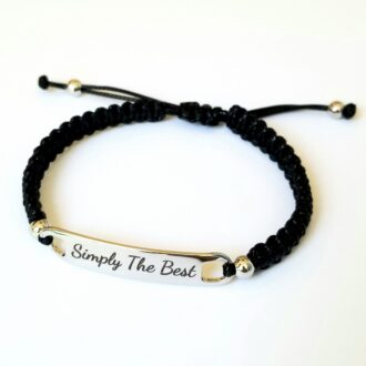 Father’s Day Gift for Him, Custom Engraved Black Macrame Bracelet, Personalized Men’s Braided Nameplate Cuff, Adjustable Gift for Dad