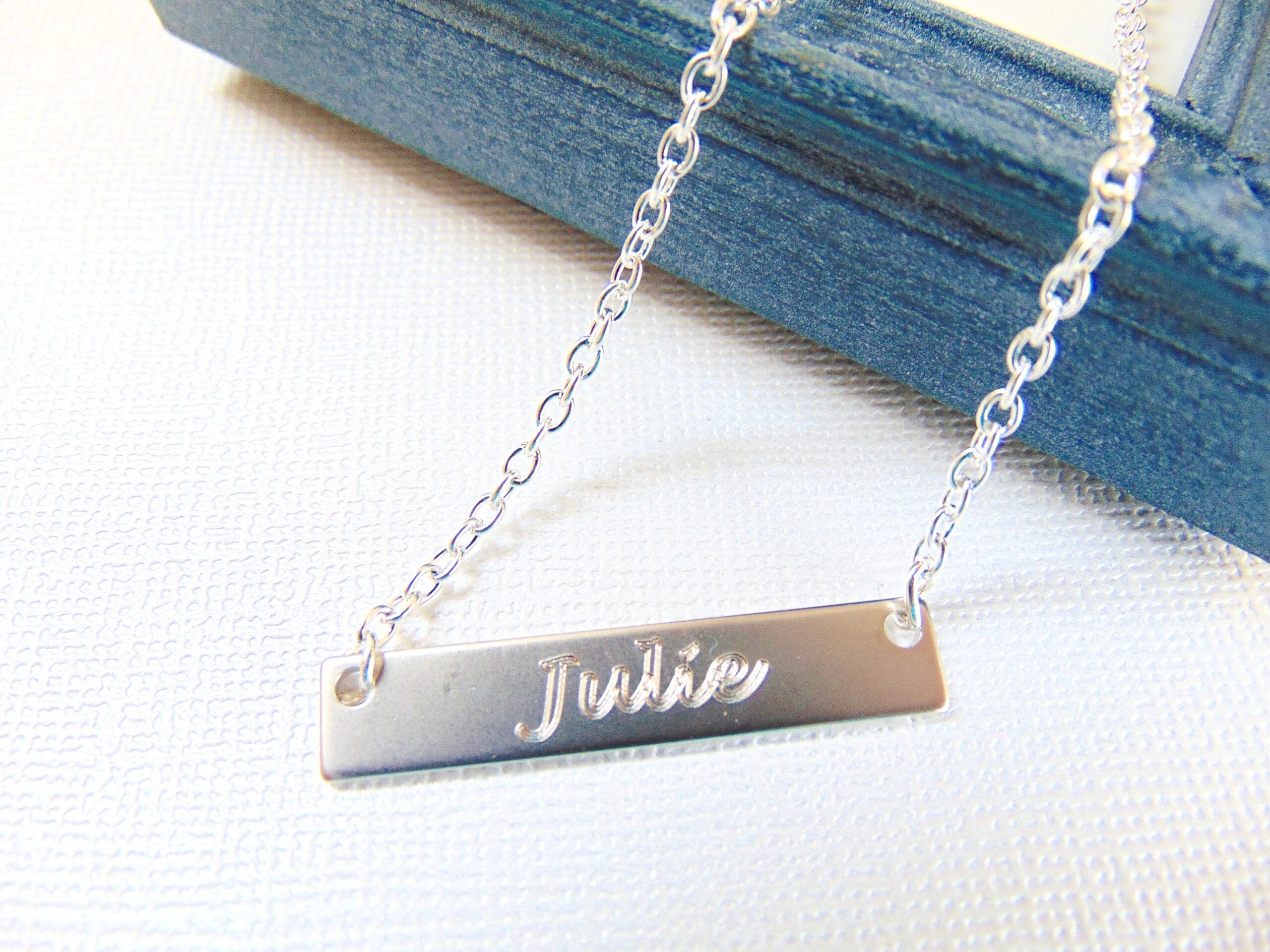 Rose Gold Bar Necklace, engraved Nameplate, custom message pendant, Horizontal bar, Bridesmaid Gift, Personalized jewelry and Gift