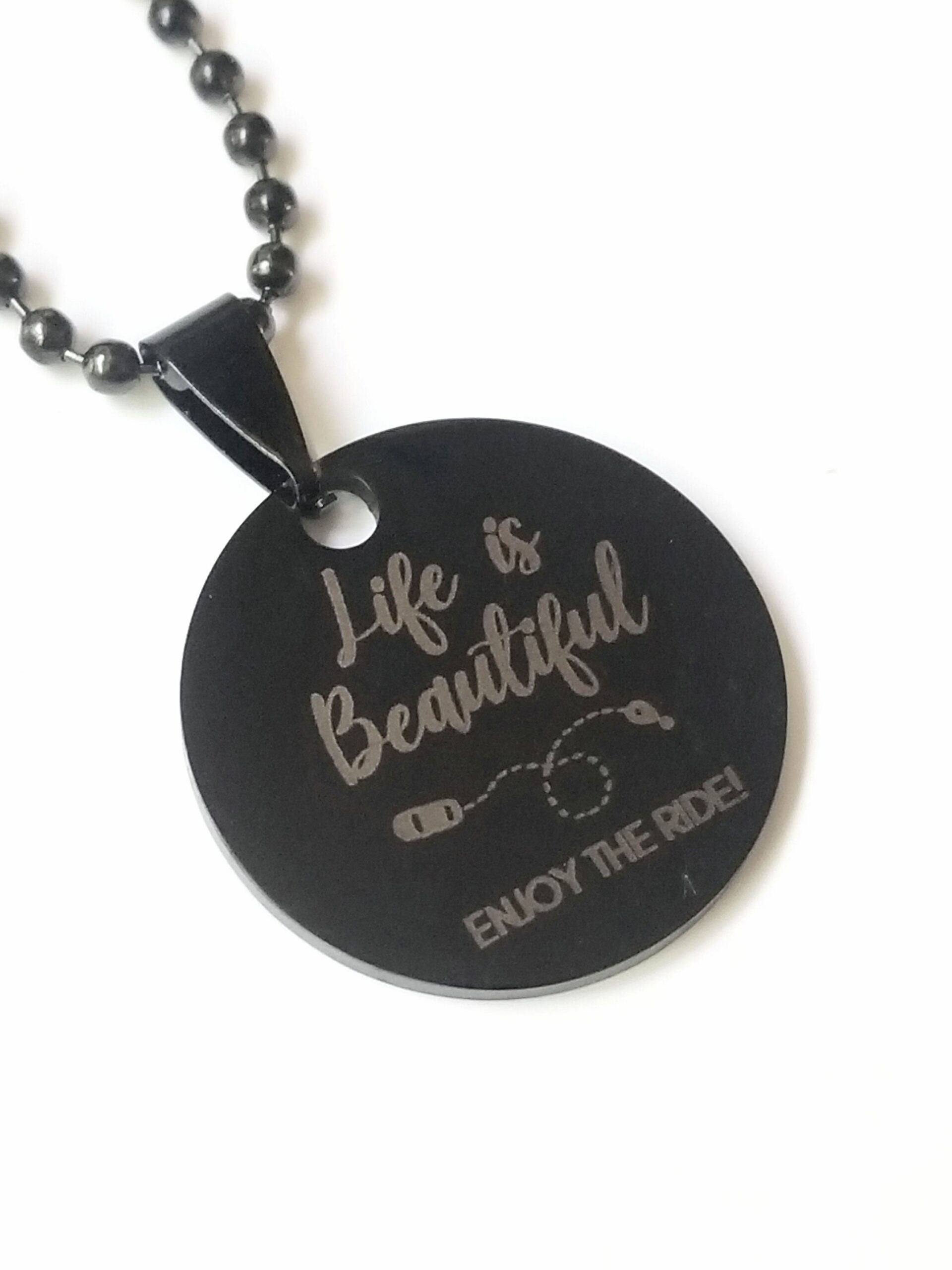 Custom Handwriting necklace, monogram coin pendant, unisex black necklace, personalized signature pendant, Men necklace, handwritten pendant