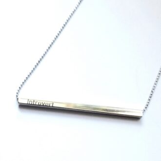 Personalized Bar Necklace, Custom Engraved Necklace, Introvert Gift, Funny Jewelry, Silver Tube Pendant, Sarcasm Gift, Gift for Her