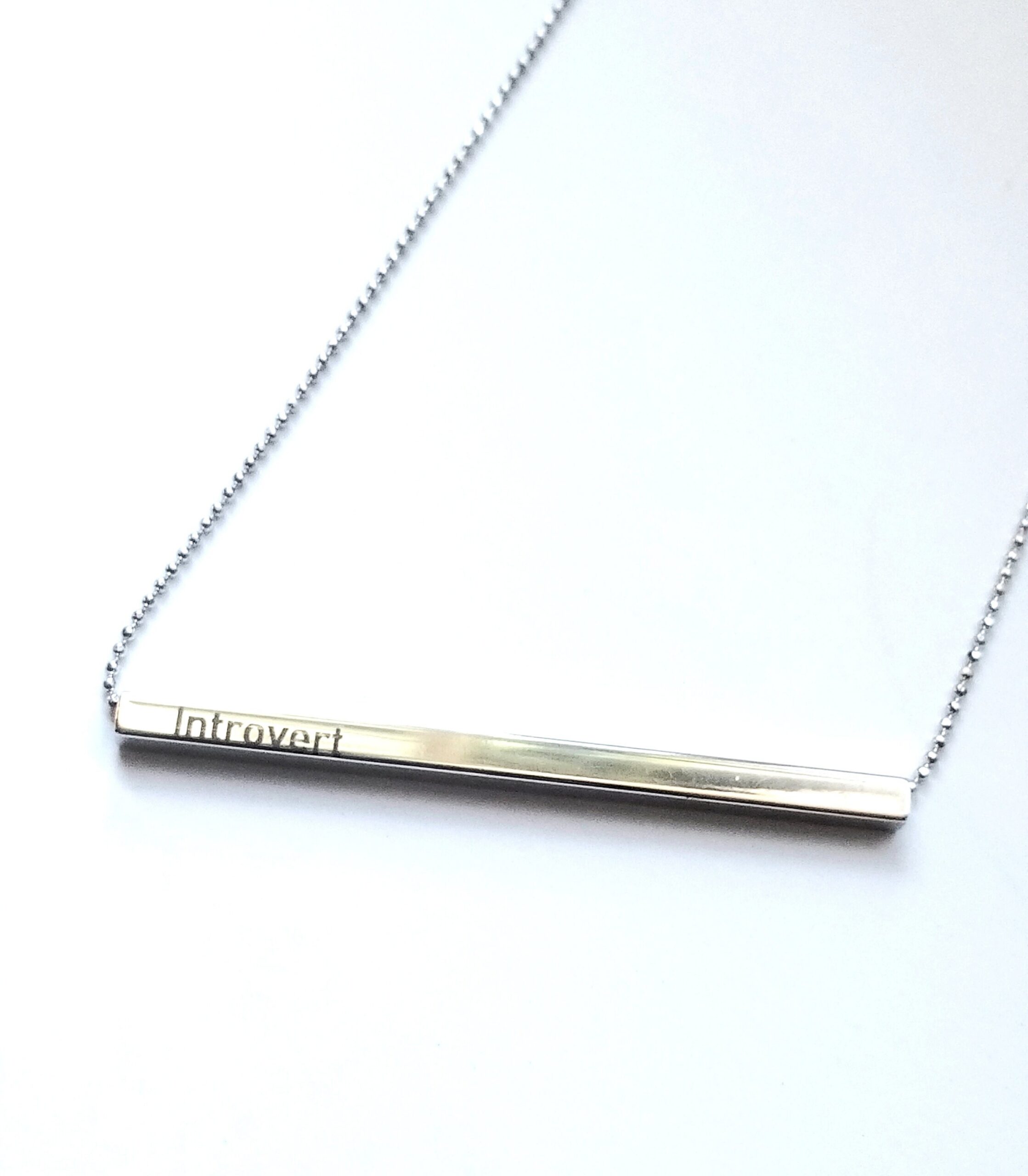 Personalized Bar Necklace, Custom Engraved Necklace, Introvert Gift, Funny Jewelry, Silver Tube Pendant, Sarcasm Gift, Gift for Her