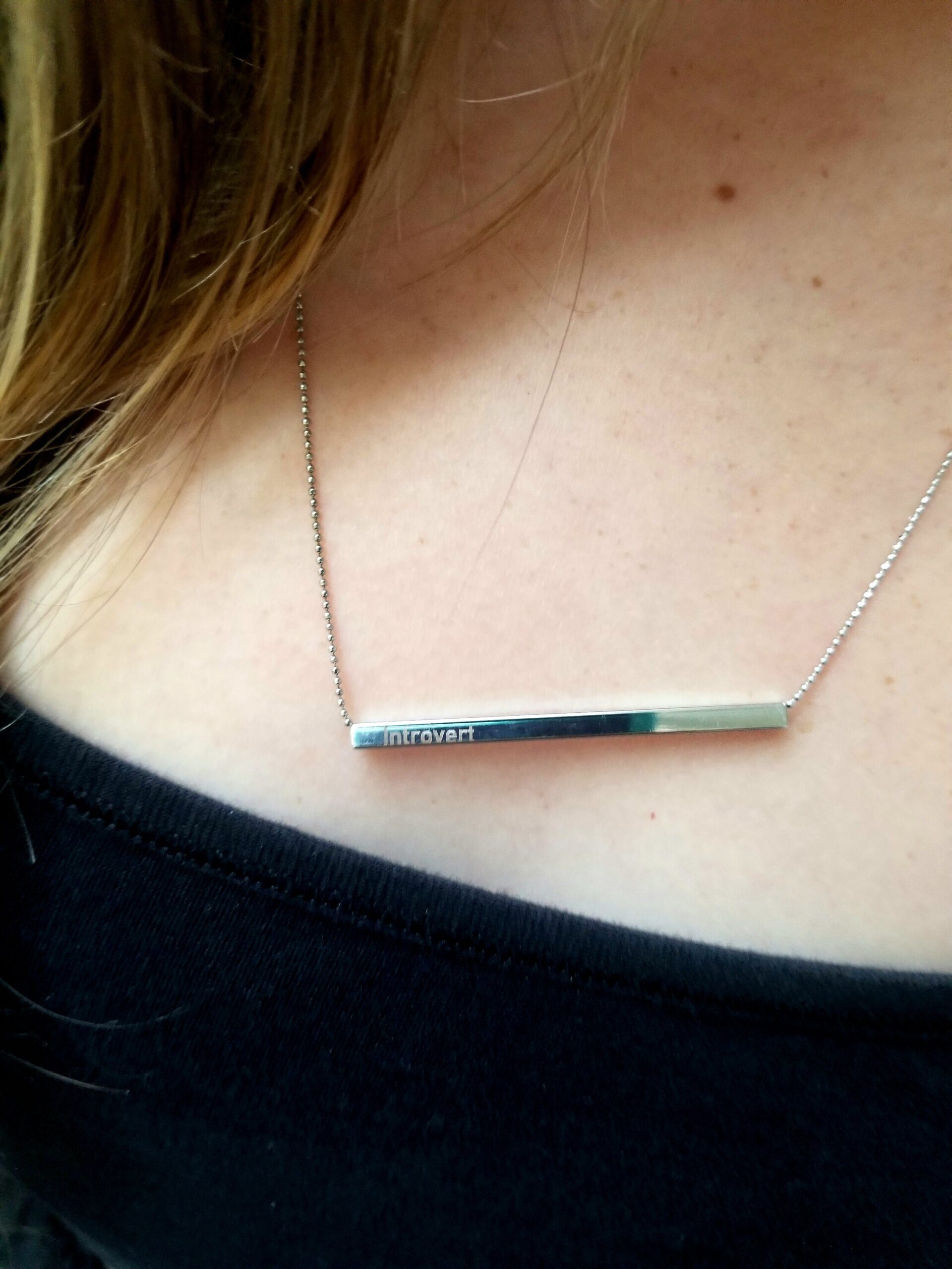 Personalized Bar Necklace, Custom Engraved Necklace, Introvert Gift, Funny Jewelry, Silver Tube Pendant, Sarcasm Gift, Gift for Her
