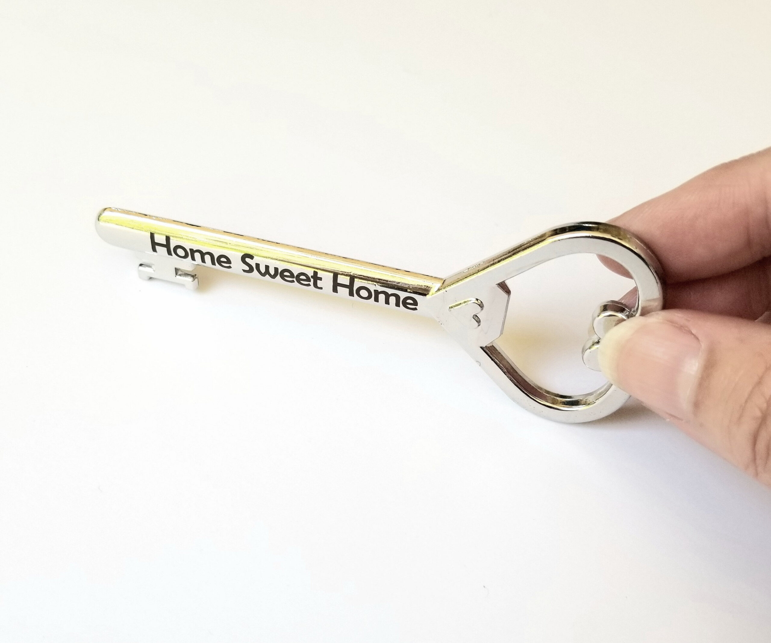 Engraved bottle opener, Custom Party favor, Personalized wedding gift, silver key bottle opener, engraved wedding keepsake party giveaway.