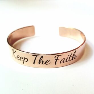 Keep the Faith – Your own text, custom wide cuff bracelet, personalized engraved rose gold bangle, Custom Name jewelry Gift in silver/gold
