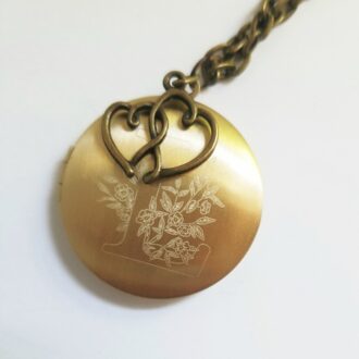Customized monogram Locket, Personalized engraved initial necklace, Round Bronze locket with photo, bridesmaid proposal, Best friends gift