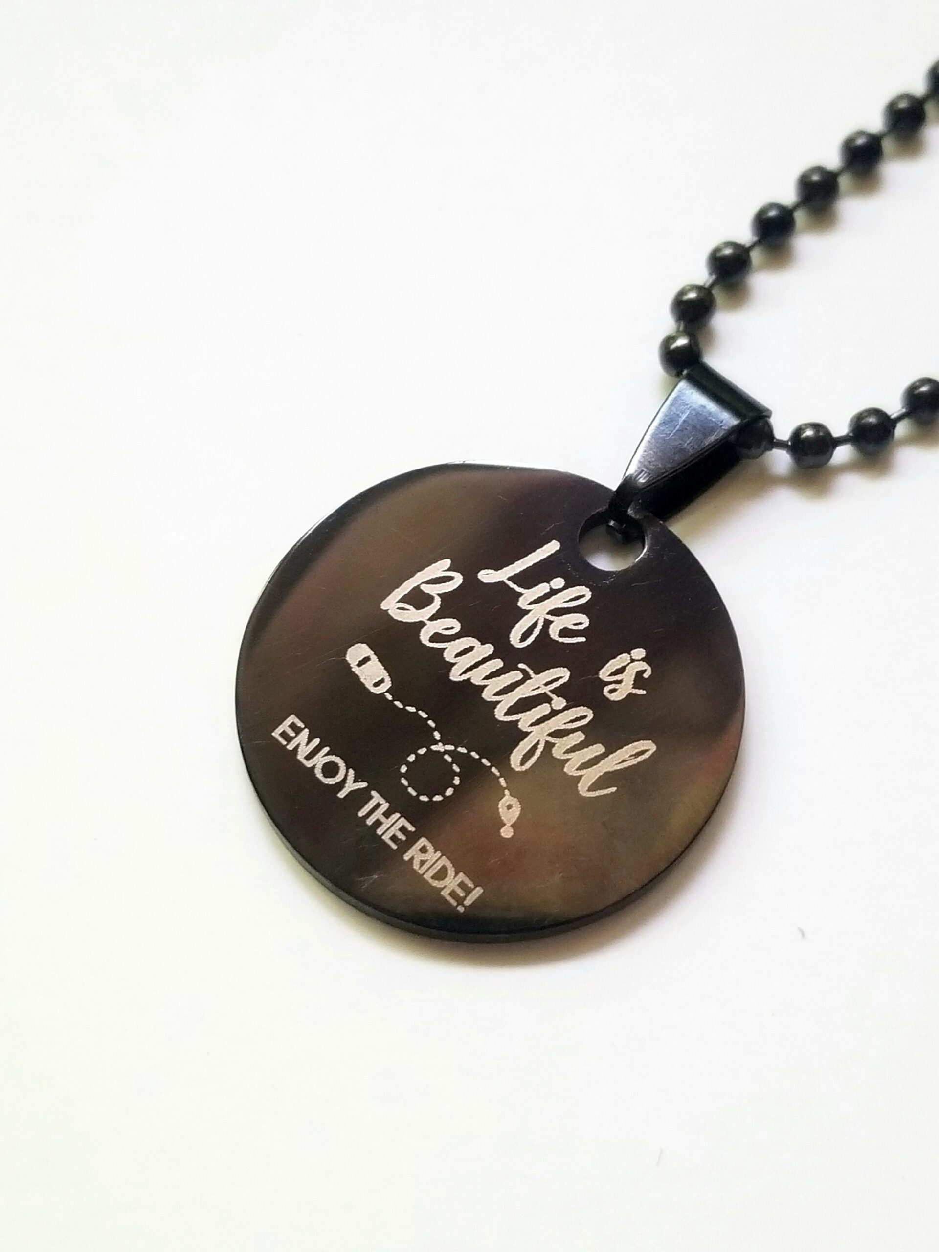 Custom Handwriting necklace, monogram coin pendant, unisex black necklace, personalized signature pendant, Men necklace, handwritten pendant