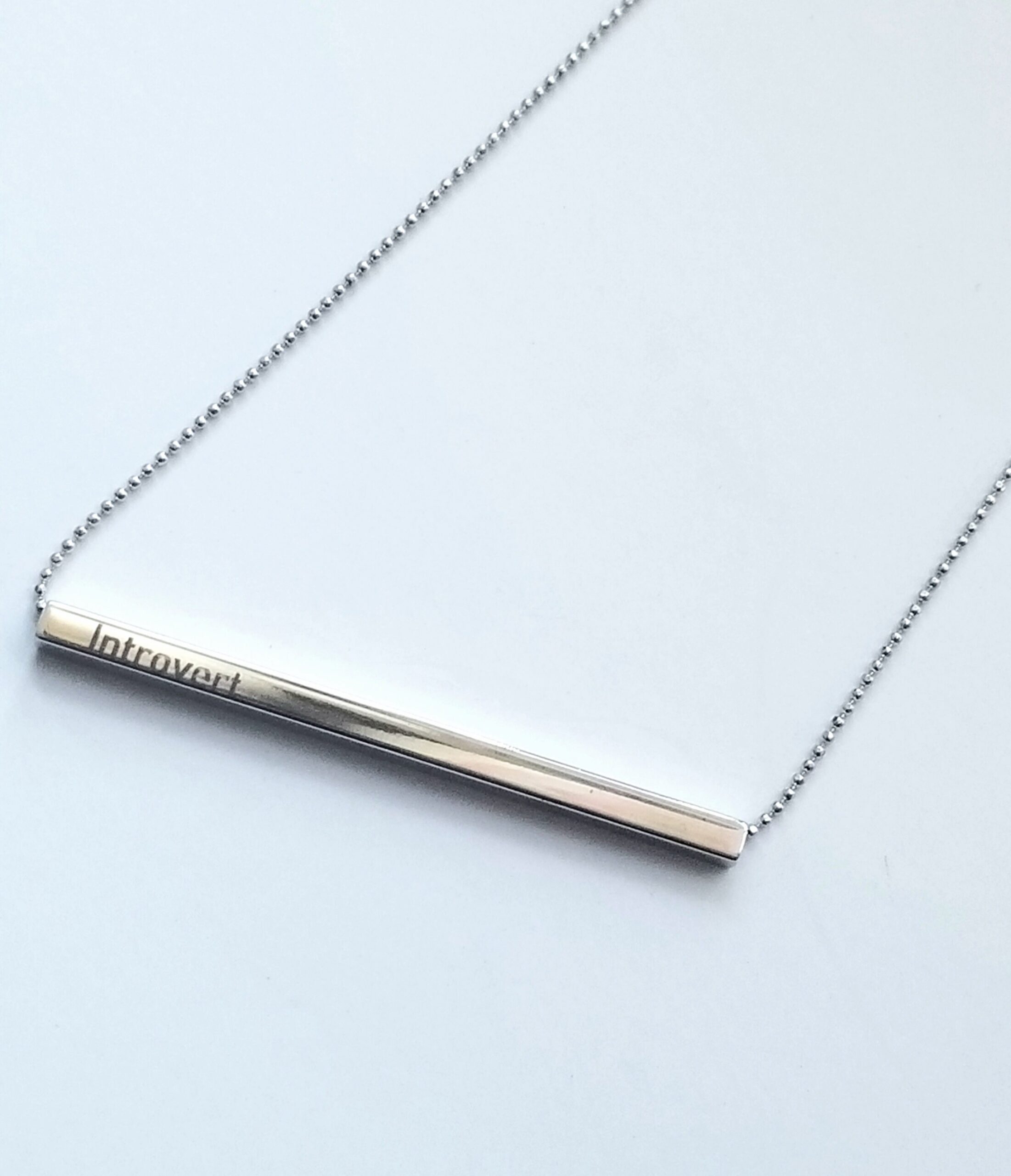 Personalized Bar Necklace, Custom Engraved Necklace, Introvert Gift, Funny Jewelry, Silver Tube Pendant, Sarcasm Gift, Gift for Her