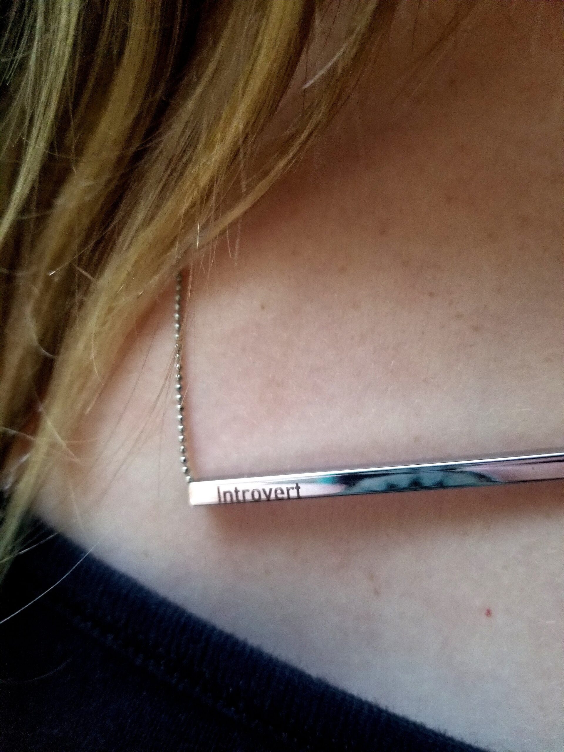 Personalized Bar Necklace, Custom Engraved Necklace, Introvert Gift, Funny Jewelry, Silver Tube Pendant, Sarcasm Gift, Gift for Her