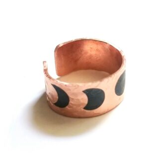 Moon Phase Ring, Engraved Copper Adjustable Band, Astrology Jewelry, Lunar Gift, Personalized Ring, Boho, Gift for Her, Celestial Ring