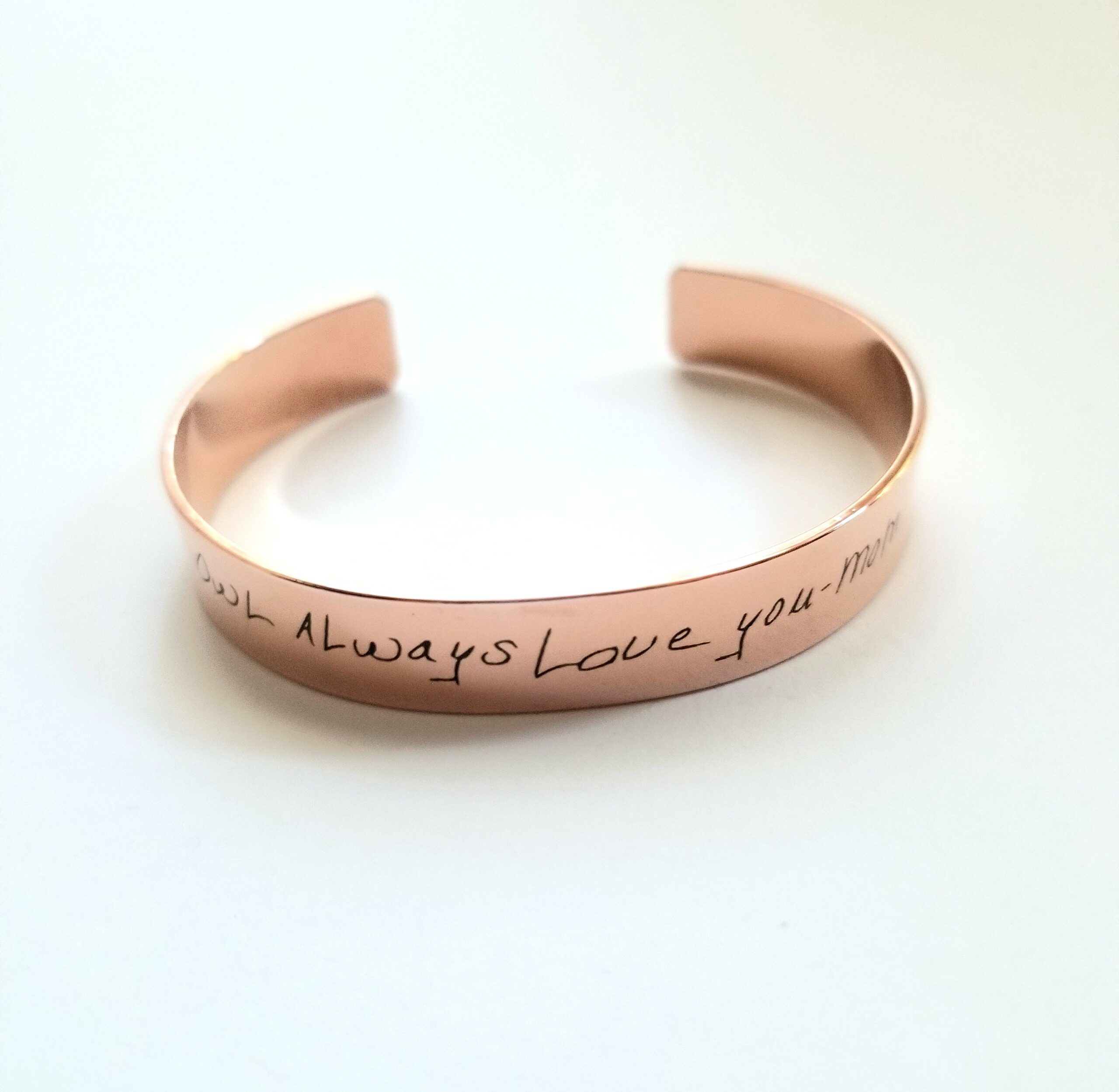 Actual Handwriting cuff bracelet, handwritten bracelet, custom signature cuff, personalized Keepsake Gift, silver, Rose gold, gold bangle