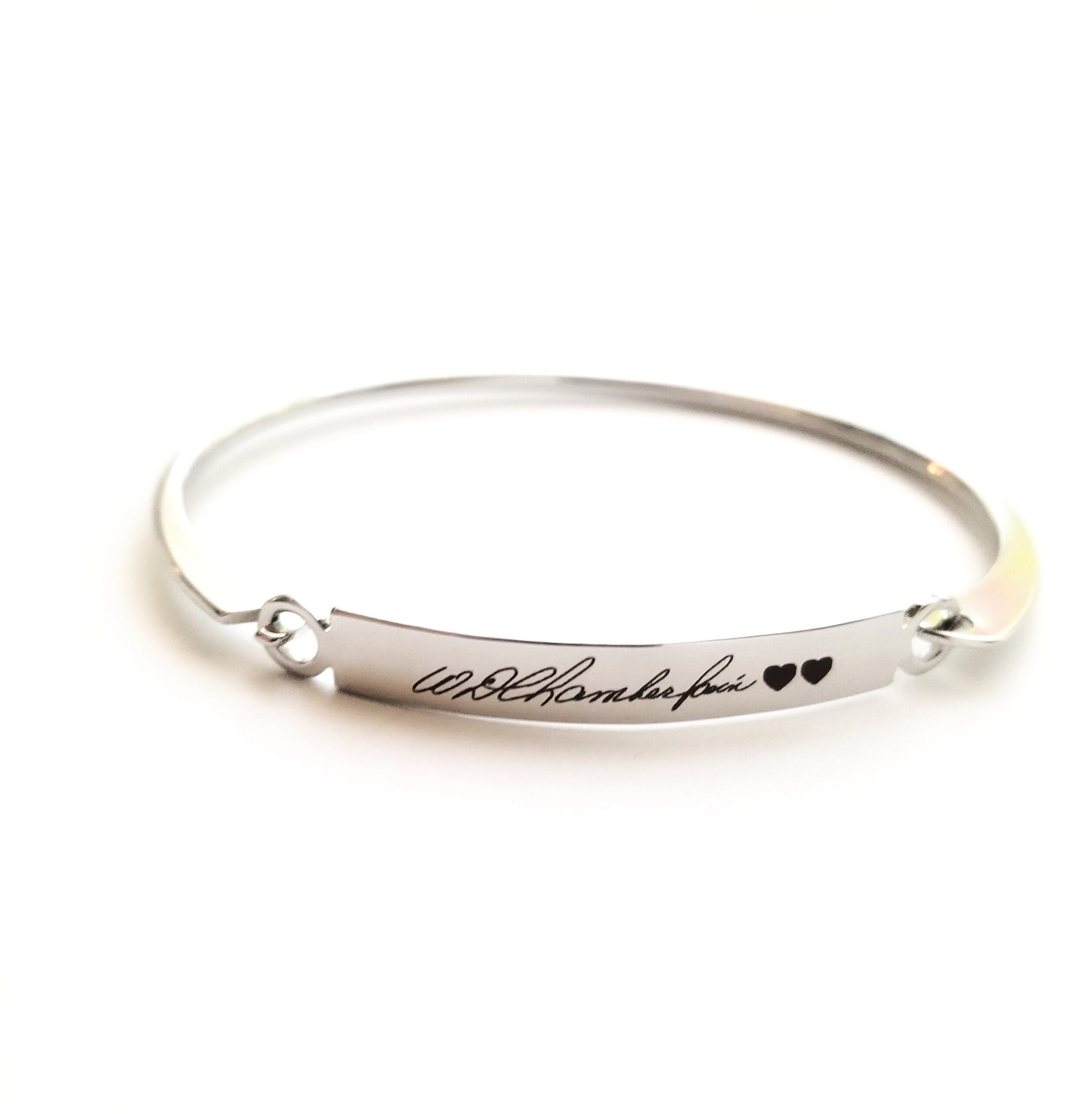 Actual Handwriting bracelet, Custom handwritten bar bangle, Personalized engraved signature cuff in silver, gold, rose gold, Memorial Gift