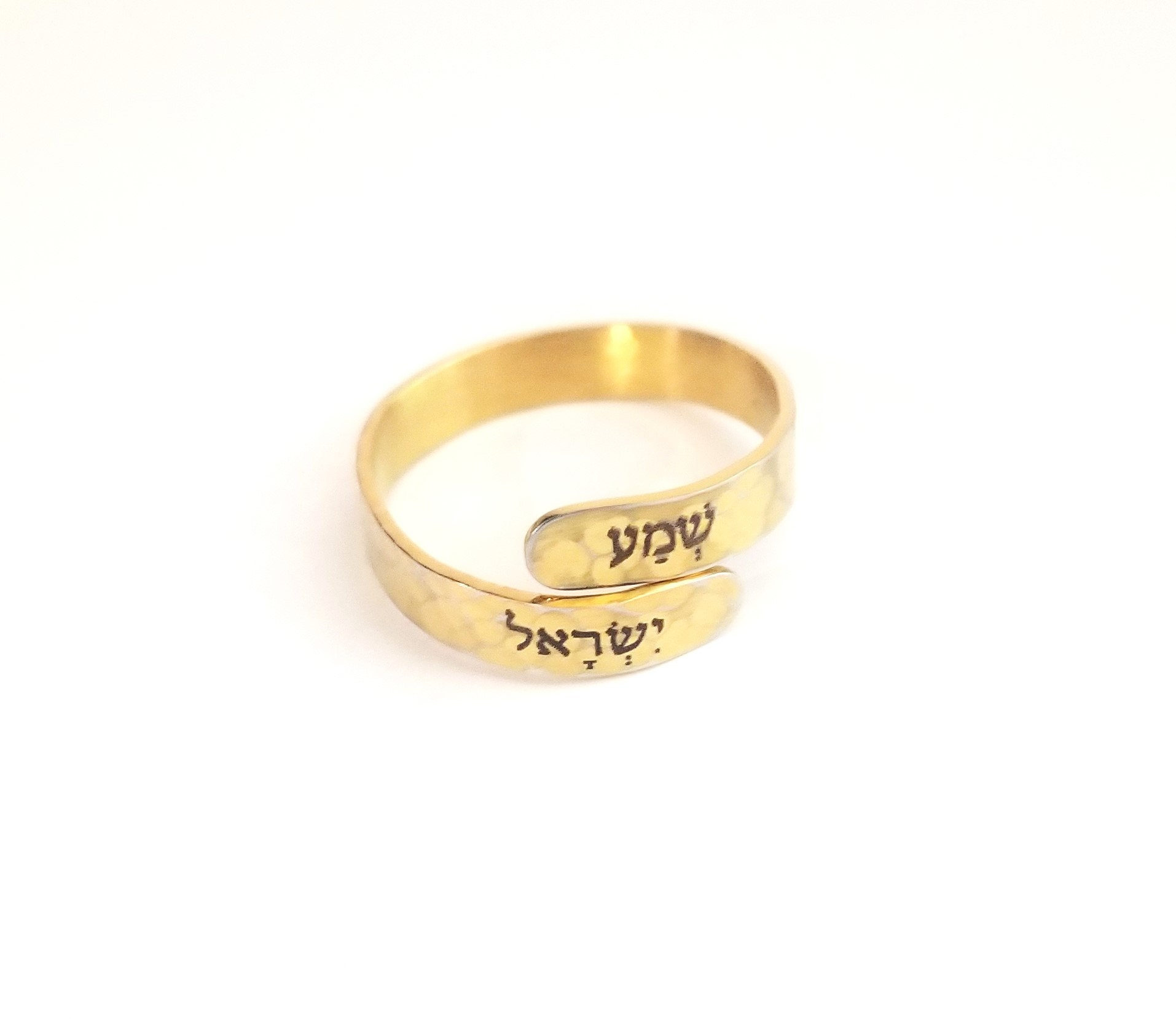 Shema Yisrael Hebrew prayer ring, Jewish faith Jewelry, Judaica gift, Custom bible verse, engraved Torah scripture, Wraparound silver ring