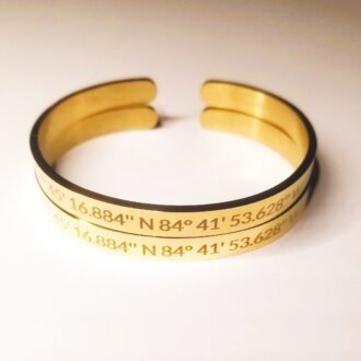 Coordinate Cuff Bracelet, customized location bracelet, GPS cuff, Engraved Latitude Longitude Bracelet, 16K gold or silver open bangle