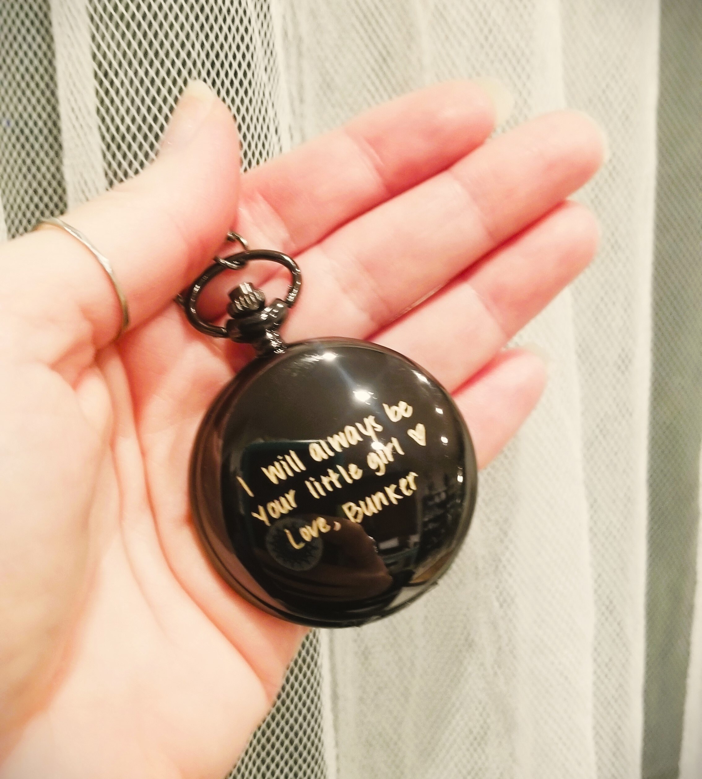 Father’s Day Gift for Dad, Personalized Handwriting Pocket Watch, Custom Engraved Steampunk Watch Chain, Unique Men’s Gift