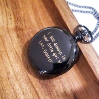 Father’s Day Gift, Actual Handwriting Pocket Watch, Custom Engraved Steampunk Watch Chain, Personalized Men’s Gift for Dad