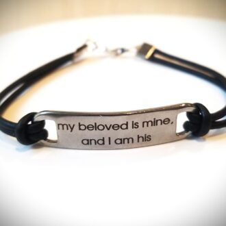 I am my beloved bible scripture verse Cuff, Black leather bracelet, Custom religious message, Personalized engraved faith cuff bracelet