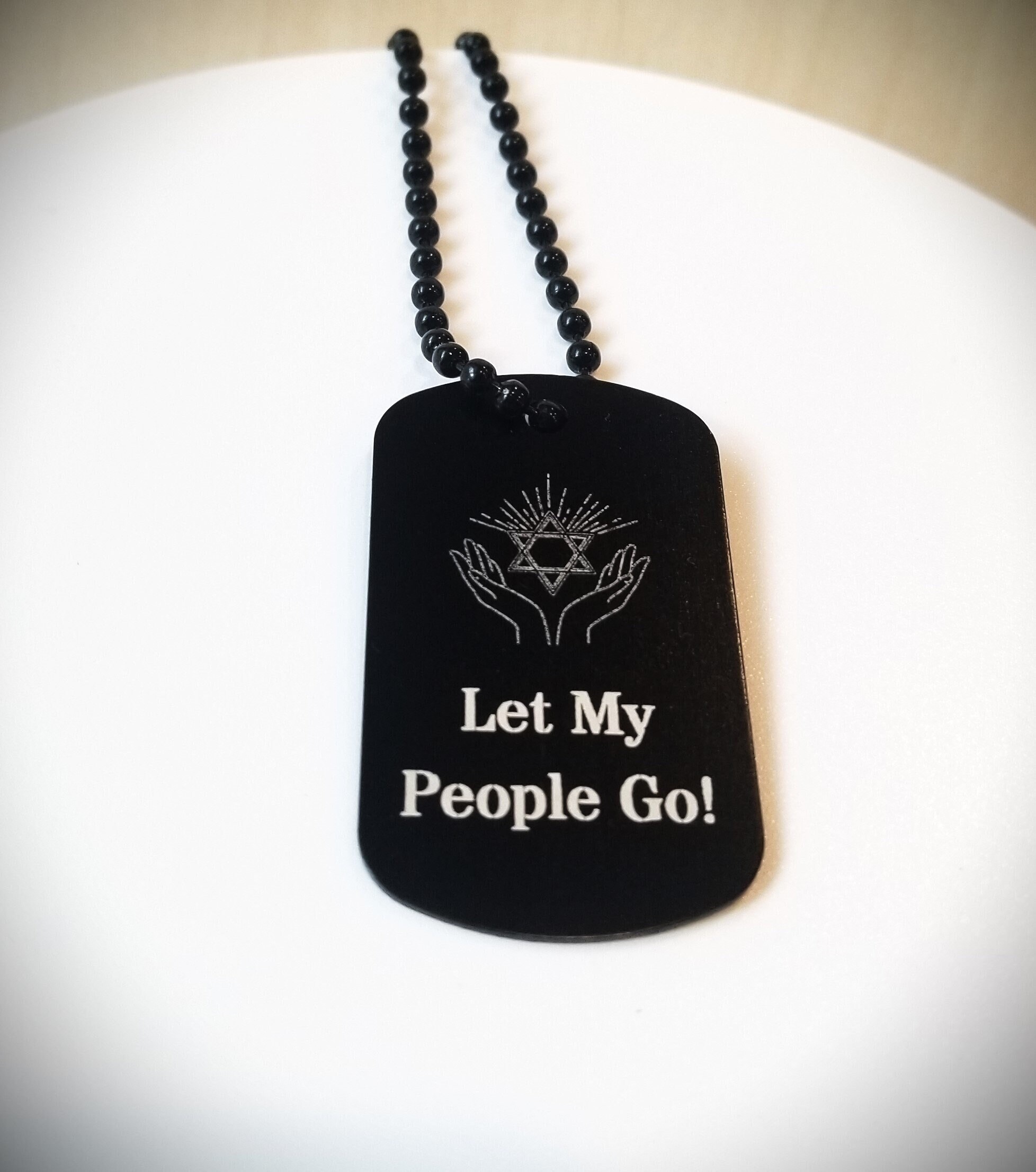 Let my people go necklace, Bring them home Israeli military tag pendant, engraved Black pendant for men and women, Stand with Israel hostage