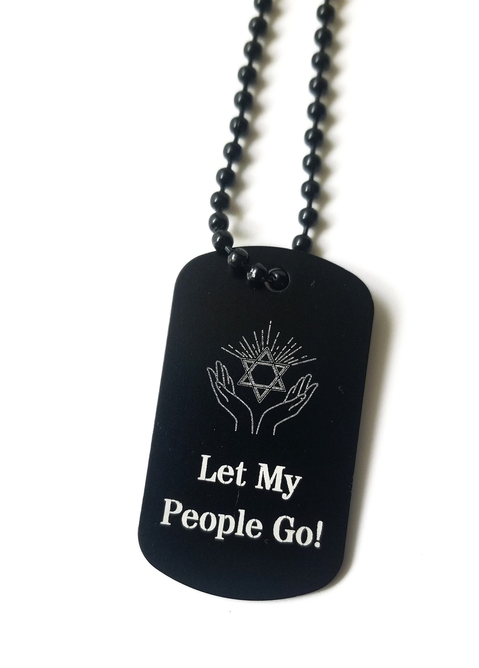 Let my people go necklace, Bring them home Israeli military tag pendant, engraved Black pendant for men and women, Stand with Israel hostage