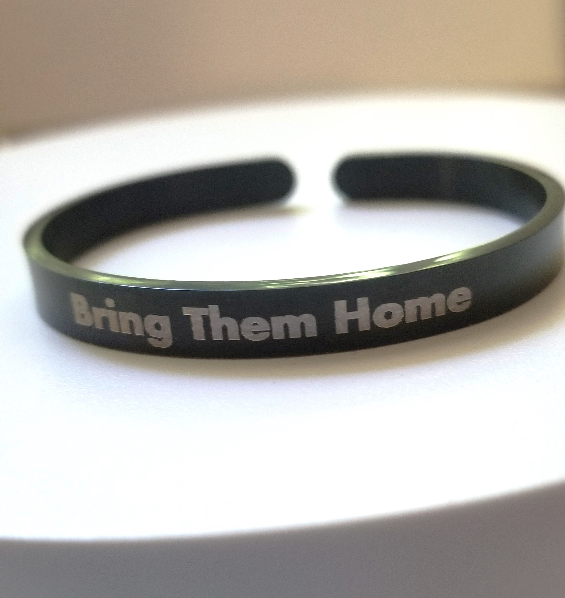 Bring them home Bracelet, Stand with Israeli Hostages Cuff, Engraved Black bracelet, Jewish tribe bangle, Support Israel, Am Israel Chai