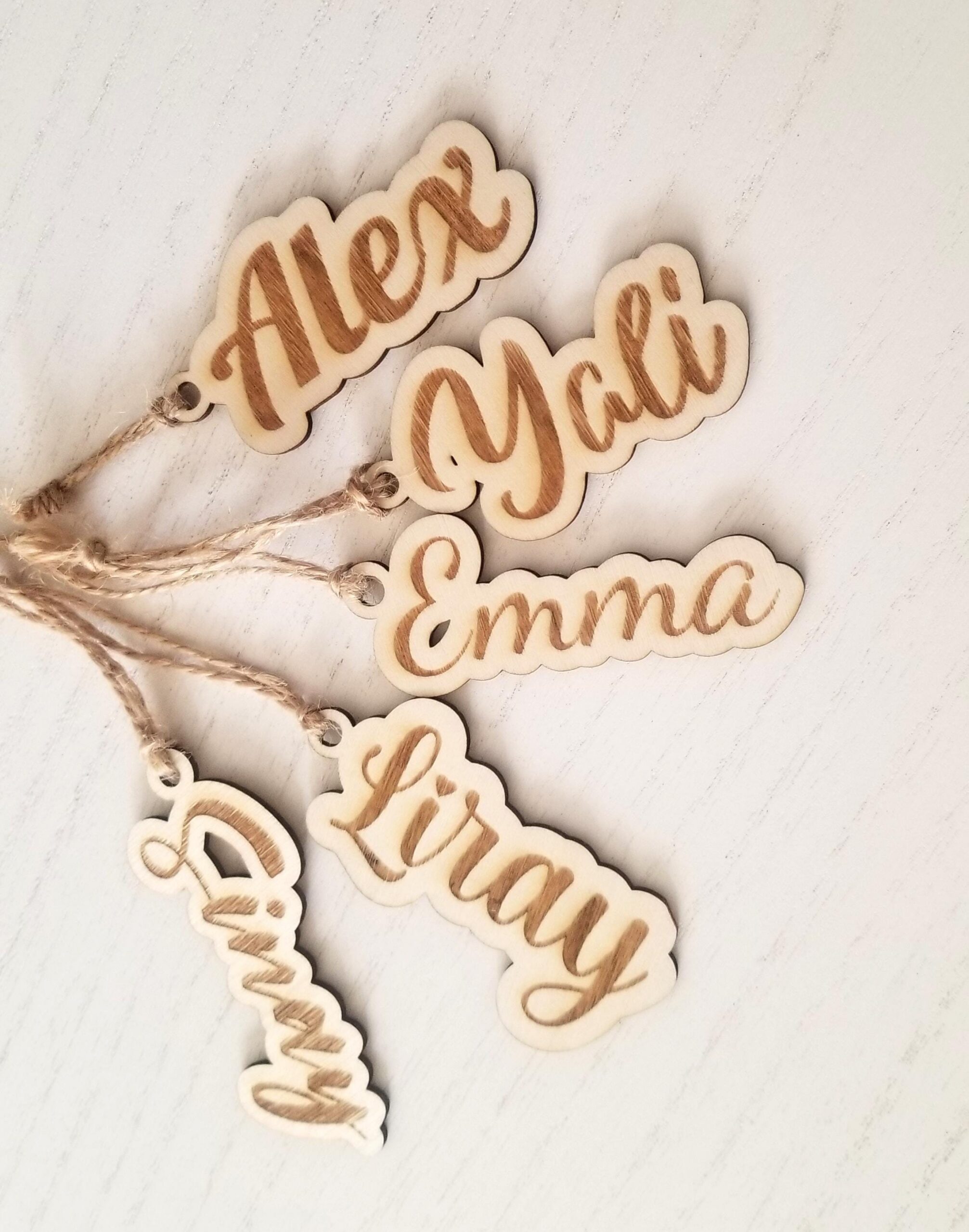 Custom stocking name tag, Christmas gift tags, wood name tag, Family stocking tags, Rustic name ornaments, Name keychain, party favors