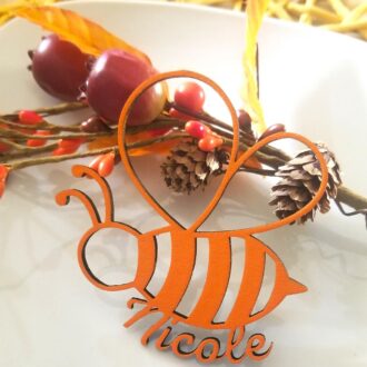 Personalized Honey Bee place card for Rosh Hashanah, Custom table decoration, Jewish new year holiday dinner setting decor, cutout Gift tag