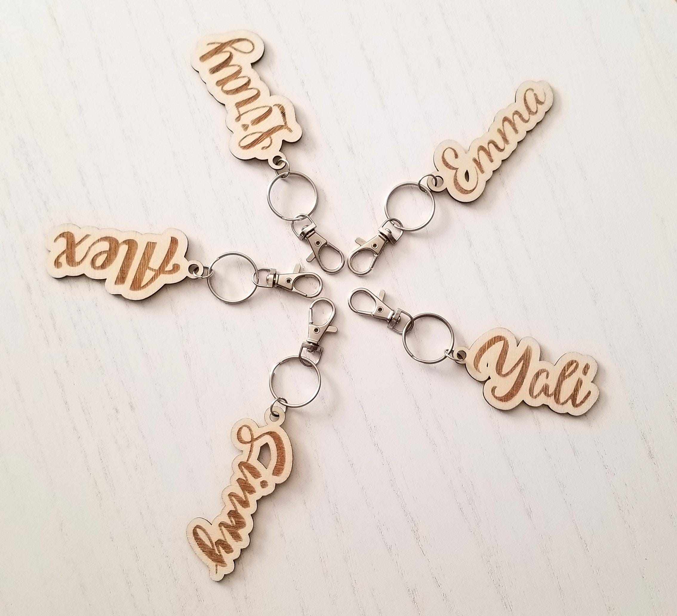 Custom stocking name tag, Christmas gift tags, wood name tag, Family stocking tags, Rustic name ornaments, Name keychain, party favors