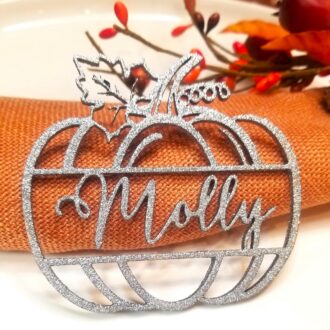 Personalized Pumpkin Name Card, Wood Place Card, Office Holiday Party, Thanksgiving Table setting, Hosting decor Favors Friendsgiving dinner