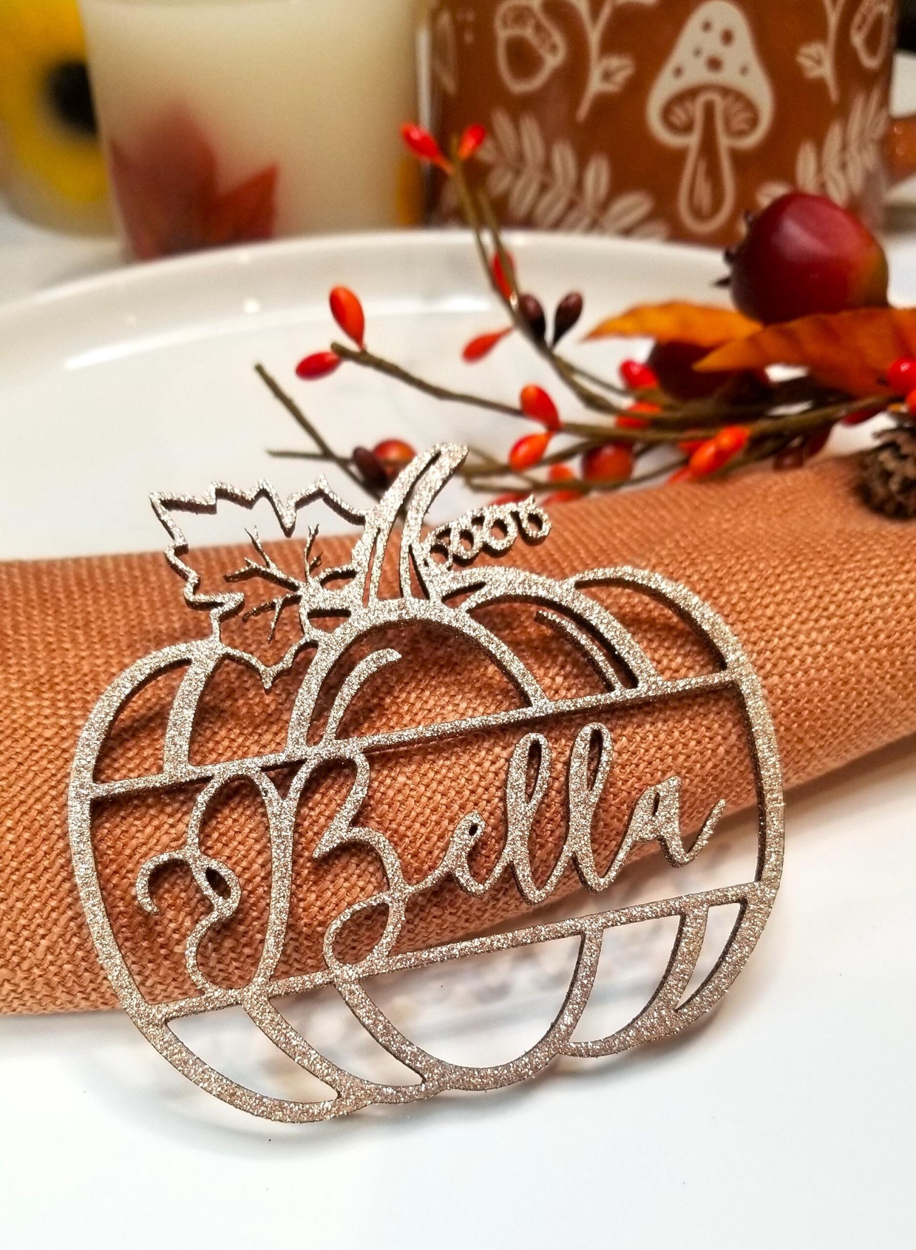 Thanksgiving place tag, Wood Pumpkin Name Card, Hosting Holiday Dinner Party, Thanksgiving Table setting, Fall decor Favors Friendsgiving