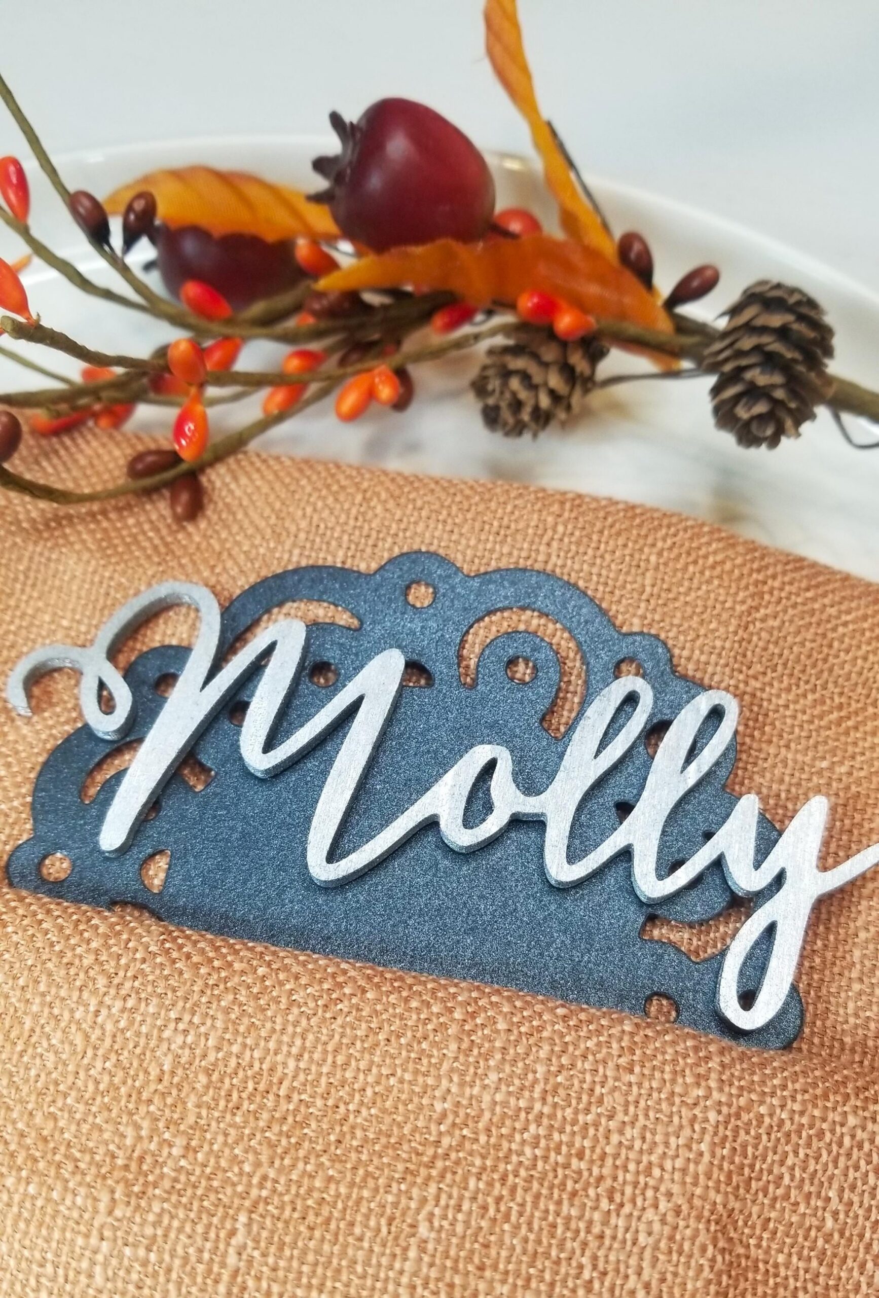 Thanksgiving decor place card, Custom wood place tags, Friendsgiving Dinner Party Name plate, laser cut names, Table setting decor