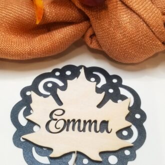 Custom Dinner Party place card, Thanksgiving place setting idea, Fall leaf Place Tags, Personalized wood name plate, Friendsgiving Dinner