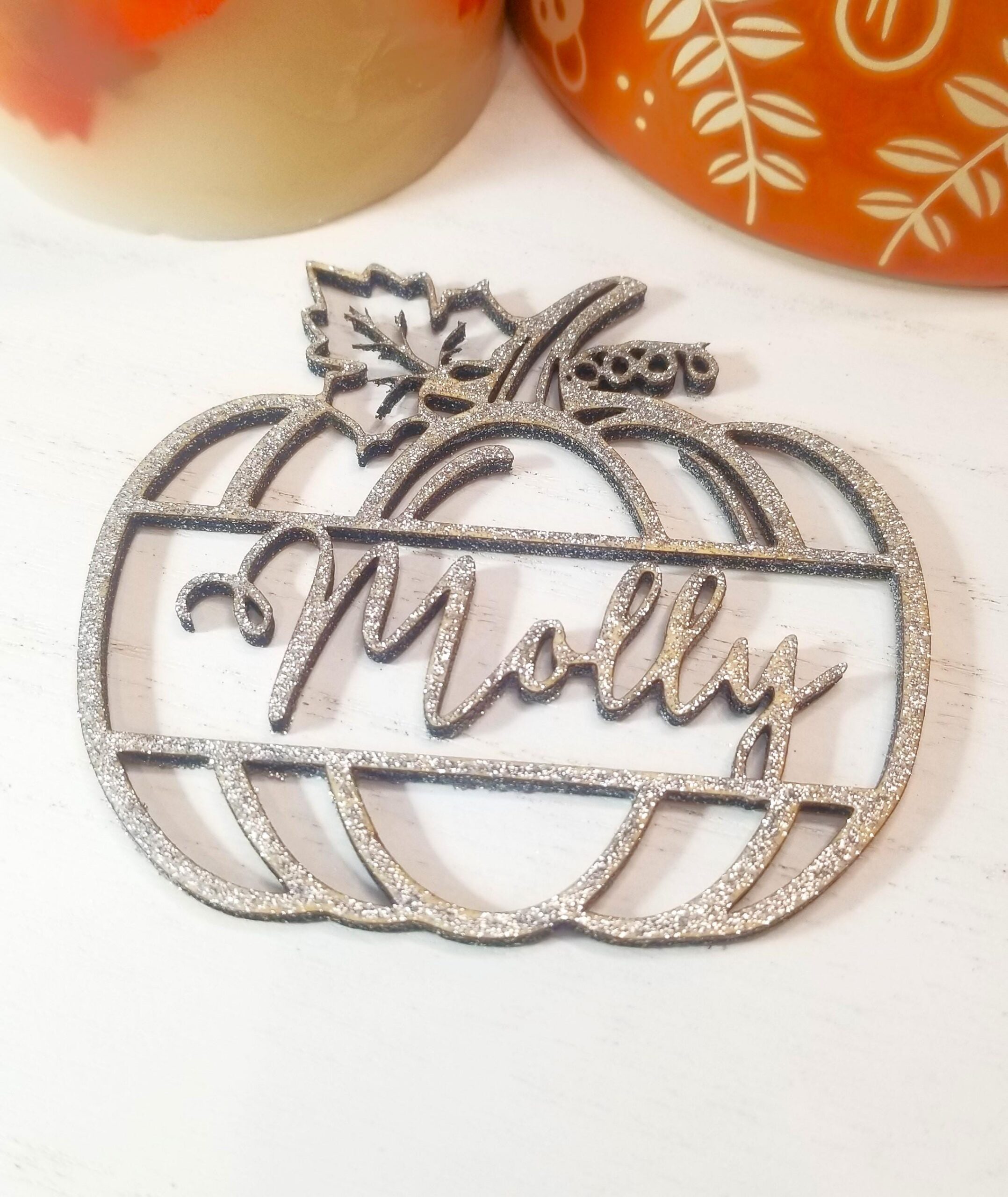 Personalized wood place card, Pumpkin Name Card, Hosting Holiday Party, Thanksgiving Table setting, Fall decor Favors Friendsgiving dinner