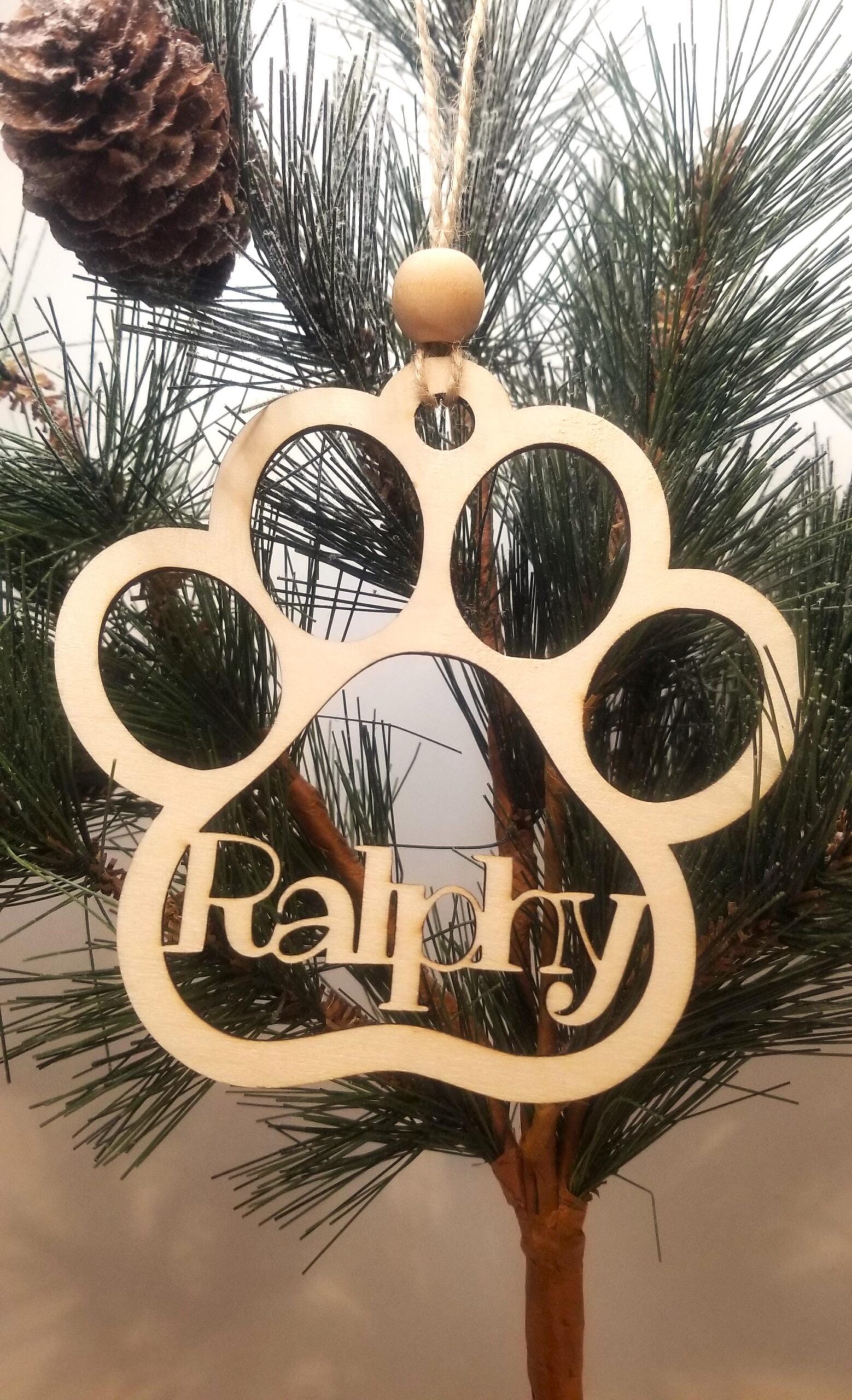 Personalized dog paw Ornament, Gift for dog mom, Wood pet Christmas ornament, Animal Remembrance sentimental memorial holiday gift 2024