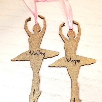 Personalized Ballerina ornament, Ballet gift tag for holiday gift, Christmas tree ornament for girl, Custom name on Ballet dancer recital