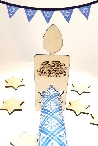 Hanukkah napkin rings, personalized table decoration, Jewish holiday table decor, Hannukah Candle dinner setting decor