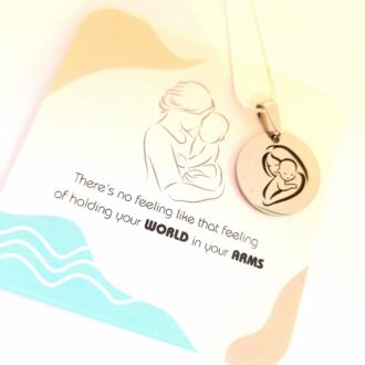 New MOM necklace, First mothers day gift, engraved silver pendant, mom and baby necklace, personalized pendant, keepsake necklace for mother