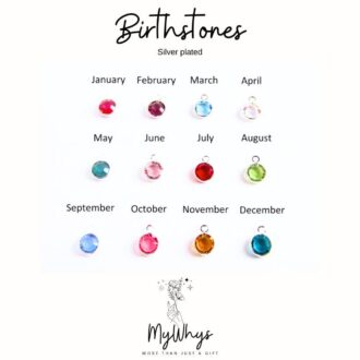 Add On BIRTHSTONES – Round Silver Plated Frame Crystal Birthstone 6 mm, Choose your Color, Choose your Month