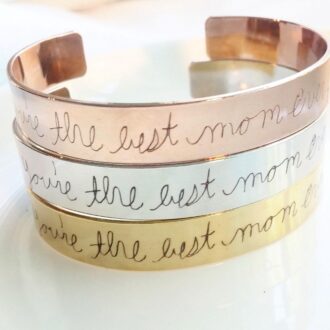 mother’s day Personalized custom Handwriting cuff bracelet, engraved signature cuff, Keepsake Gift, silver, Rose gold, gold cuff