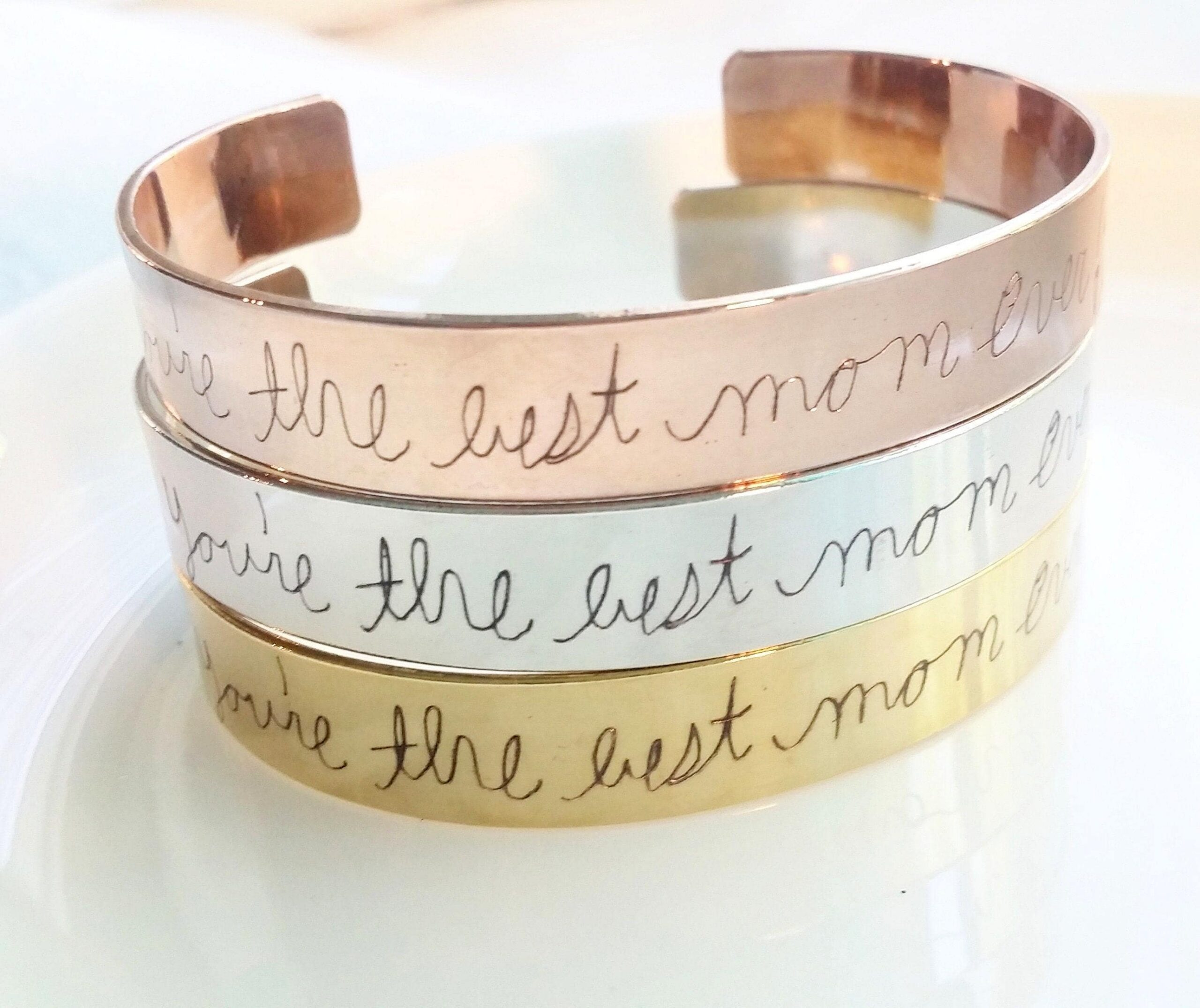 mother’s day Personalized custom Handwriting cuff bracelet, engraved signature cuff, Keepsake Gift, silver, Rose gold, gold cuff