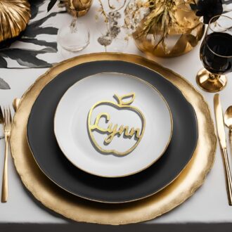 Rosh Hashanah table decoration, Jewish new year holiday, Wedding place card, Apple place cards, Personalized dinner plate setting decor