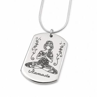 Engraved Namaste Yoga Necklace, Stainless Steel Mindfulness Pendant