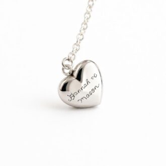 Heart locket necklace, Actual handwriting necklace, Custom handwritten keepsake gift, personalized engraved necklace, silver locket pendant.